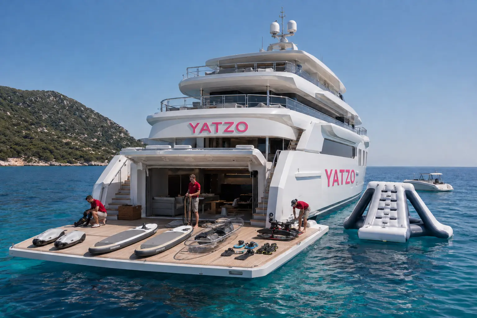 Yatzo beach club prepared with water toys
