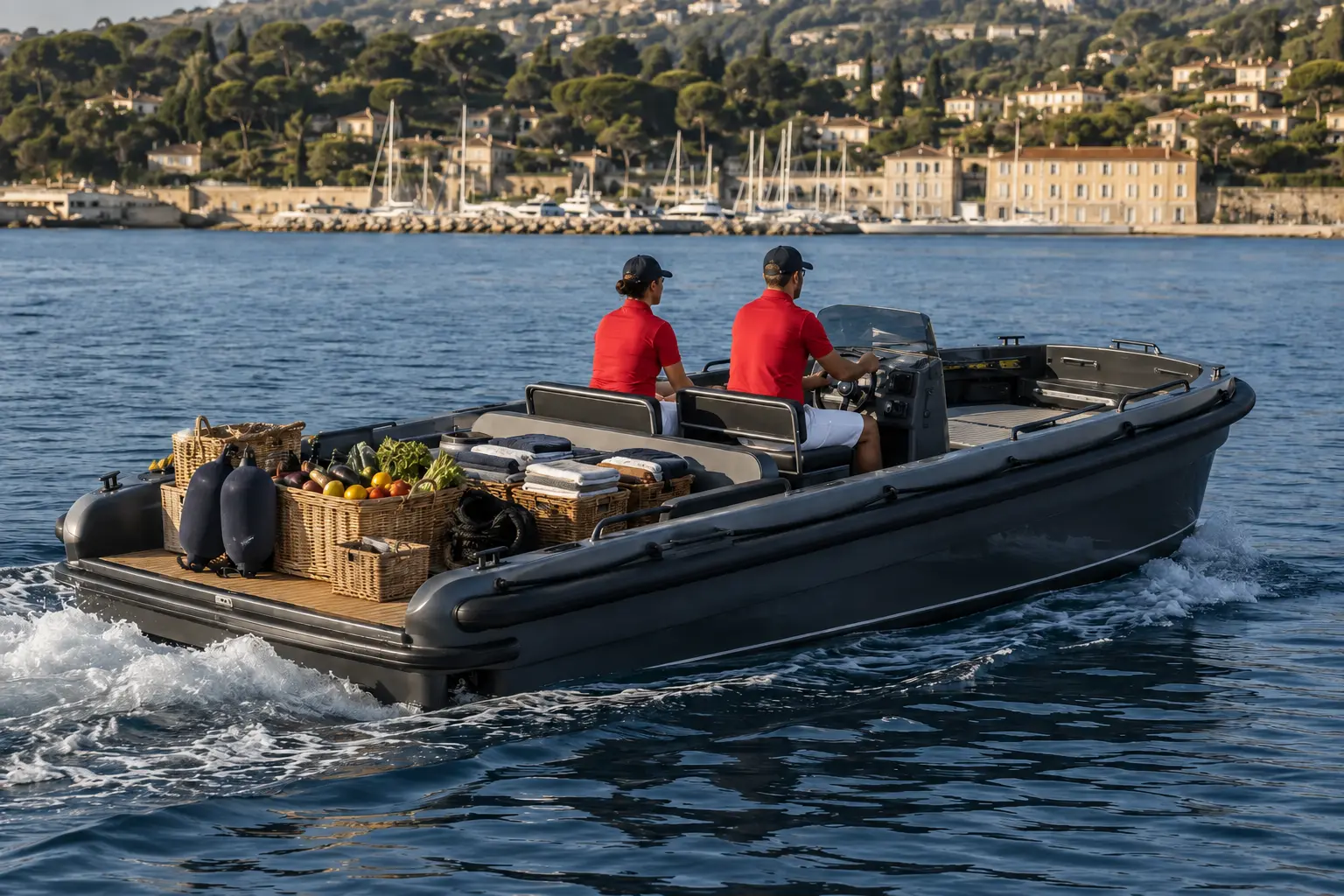 A practical crew and supply tender underway